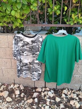 2 Tees Mens XXXL (3X) 1 Green Nautica, 1 Rothco Camo Pre-owned